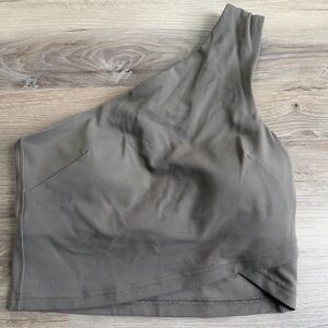 lululemon athletica One-Shoulder Cropped Tank Top — Taupe